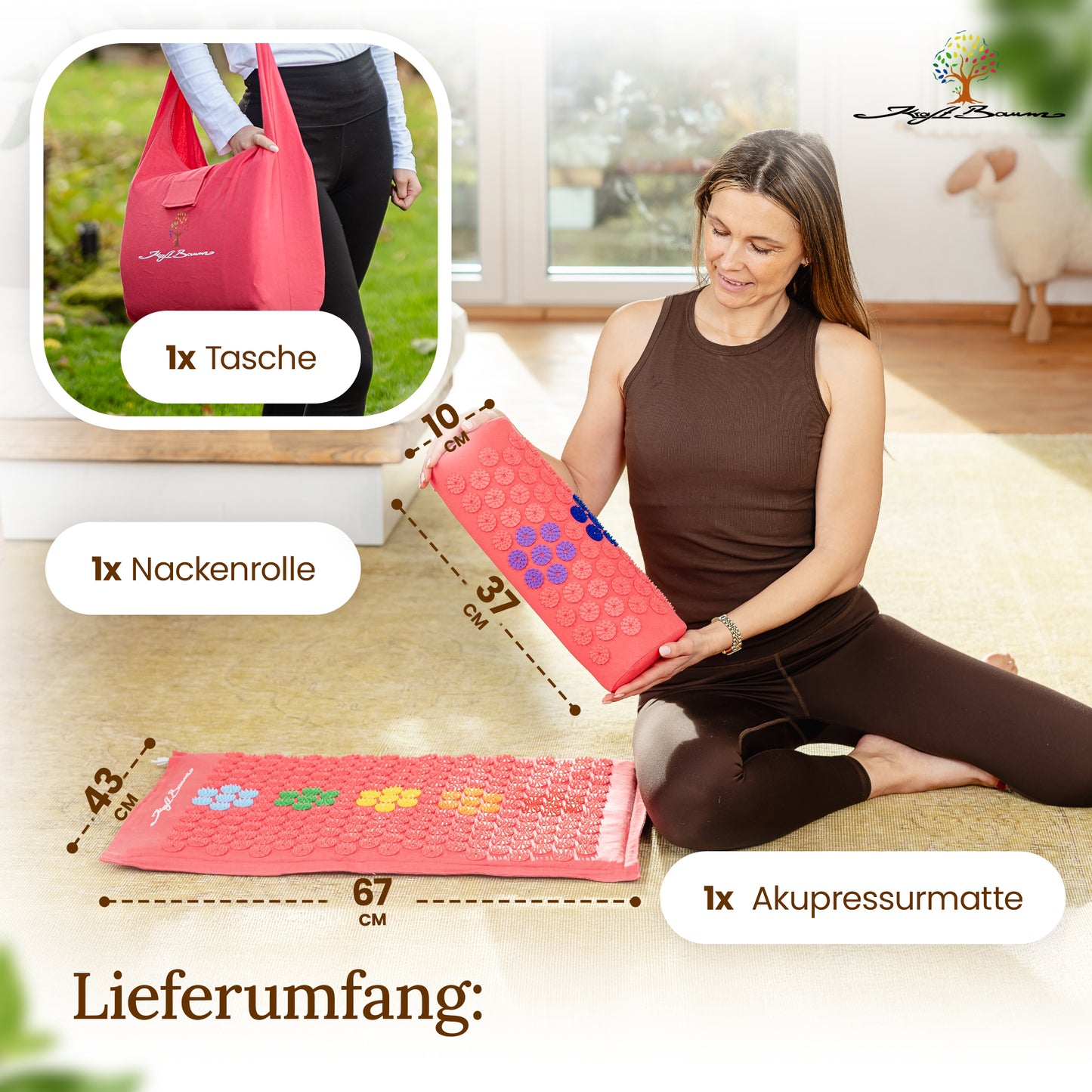 KraftBaum Akupressurmatte Set mit Kissen & Tasche