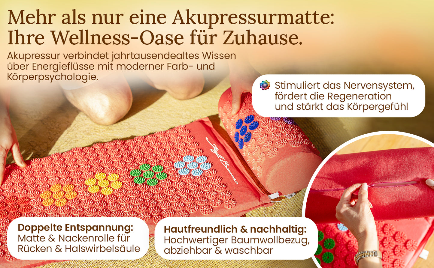 KraftBaum Akupressurmatte Set mit Kissen & Tasche